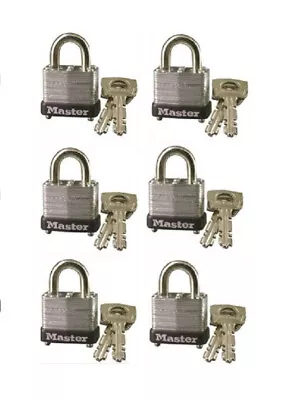 6 Padlock Master Lock 10KA L23 Keyed Alike Warded 1.5  Length 7/16x3/8 Throat • $17.54