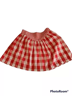 Handmade Gingham Check Mini Skirt Sz XS Red White  • $9