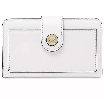 Michael Kors Charm Medium Tab Pocket Bifold Wallet Optic White Msrp $98 • $40