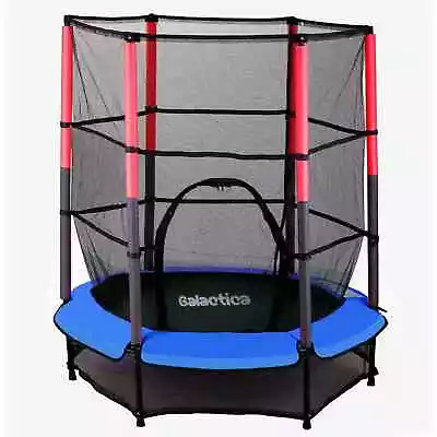 GALACTICA Children’s Mini Trampoline With Safety Net – 4.5FT Kids Rebounder Blue • £59.99