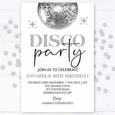 Personalised Disco Party Invitations Birthday Invites Dance Party Pack Of 10 • £5.95