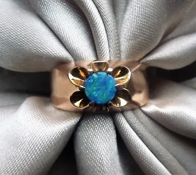 Stunning Antique Ostby Barton Titanic Belcher Set Doublet Fiery Opal Men's Ring! • $395