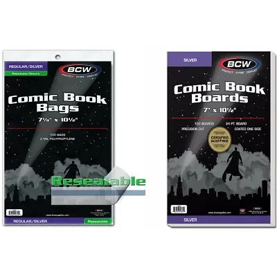 100 - BCW Silver Backing Boards & 2-Mil Resealable Polypropylene Comic Book Bags • $26.93