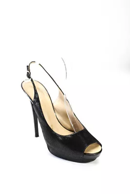 Giuseppe Zanotti Design Women's Peep Toe Slingback Stilettos  Black Size 9.5 • $67.21