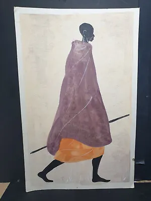 Masai Mara Warriors African Art Gouache 1970s Original Artwork On Large Card • £48