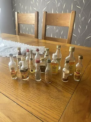 Vintage Clear Alcohol Miniatures Bottles Empty X 16 See Description Below • £6