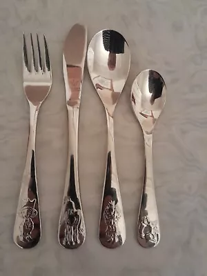 Vintage Rostfrei Edelstahl  18/10 Children's Cutlery. A Knife Fork And 2 Spoons • $25