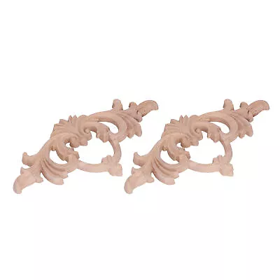 2Pcs Wood Appliques Carved Carved Trim Applique DIY Decoration For House AOS • $11.48