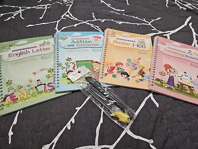 Grooves Writing Practice Books (4) Reusable With  Magic Ink  Pens • $12.99