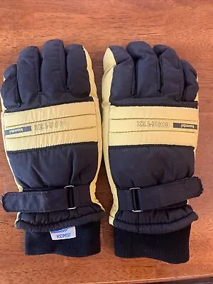 Vintage Kombi Gloves Mens L Gore-Tex Black Yellow Winter Ski Snowboard LEATHER • $26.49