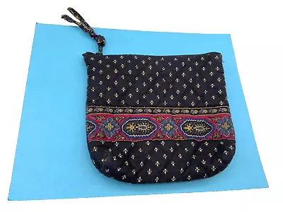 Vtg Vera Bradley Black Pattern USA Small Travel Makeup Case Zip Vinyl Lined • $10.75