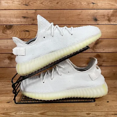ADIDAS Yeezy Boost 350 V2 Shoes Mens Size UK 10 White Cream Knit Low Trainers • £179.99