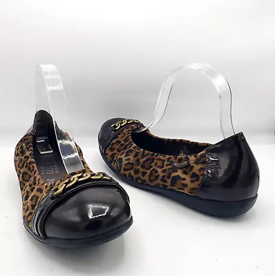 Mephisto Alison Ballet Flats Leopard Print Patent Cap Toe 9 • $30.97