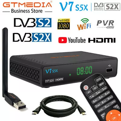 DVB-S/S2/S2X Satellite Receiver HDTV PVR Tuner Set Top Box Media Play W/USB WIFI • $29.99