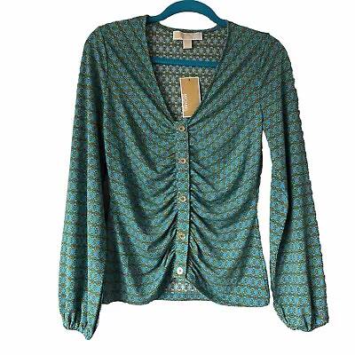 NWT Michael Kors Long Sleeves Top Milo’s Blue  Blouse Sz. XS; S; M; Ret.$ 98.00 • $39.99