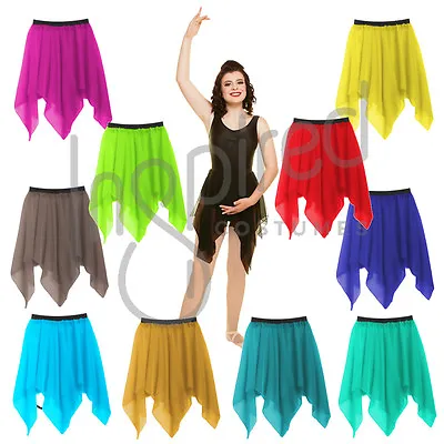 £9.99 • Buy Girls Chiffon Handkerchief Skirt All Colours Dance Lyrical Stage Ballet Uk