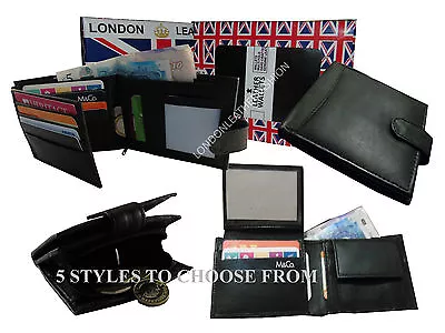 Man Soft Leather Wallet ID Window Coin Pocket Tri Fold  Credit Card Holder Slot • £7.59