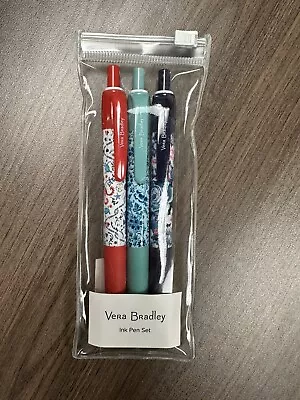 Vera Bradley Black Ink Pen Set NEW In Original Packaging Spring Colors • $12