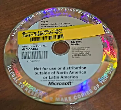 Microsoft Windows 7 Ultimate Upgrade Version 32/64 Bit DVD Student Teacher Ver. • $49