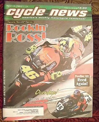 Cycle News April 16 2003 Mat Mladin Chad Reed Ty Davis Mike Metzger Bimota Inrtv • $7.95