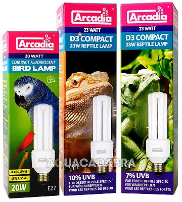 Arcadia Compact D3 Reptile Bird Light E27 Bulb Vivarium Cage Lamp Lighting Tube • $27.29