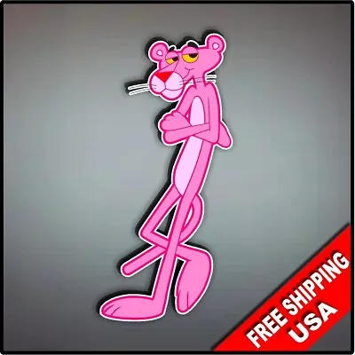 Pink Panther Cartoon Vinyl Decal 80's Nostalgic 8  X 3.7  Car Locker • $4.99