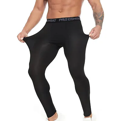 Man's Workout Leggings Compression Base Layer Gym Sports Running Training Pants • $12.59