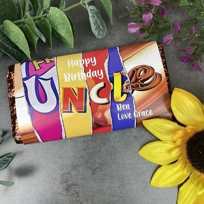 Personalised Uncle Happy Birthday Chocolate Bar Gift For Uncle Chocolate Gift • £2.95