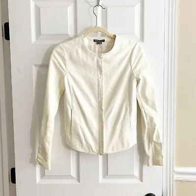 Vince Off-White Leather Jacket Silk Lined NWT Size XS Orig $1050 • $350