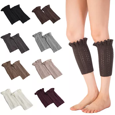 Women Knitted Short Leg Warmers Lady Stylish Boot Cuffs Socks Accessories MX048 • $11.97