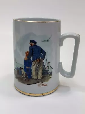 Norman Rockwell Museum   Looking Out To Sea  Gold Trim Stein Mug 1985 Collector • $5