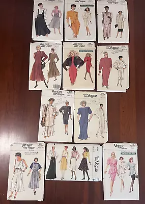 11 Vogue Very Easy Sewing Patterns Sizes 12-14-16 Mostly Uncut  From The 80's • $12.99