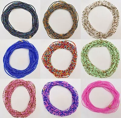 £2.50 • Buy African Waist Beads - 3mm Seed Beads Single Strand Sizes Up To 50 Inches