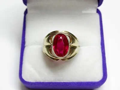 Vintage Russian Soviet Sterling Silver 875 Ring Ruby USSR Women's Jewelry 7.25 • $95