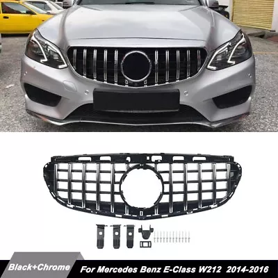 Chrome+Black GT Style Front Grille Grill For 2014-2016 Mercedes W212 E300 E350 • $91.99