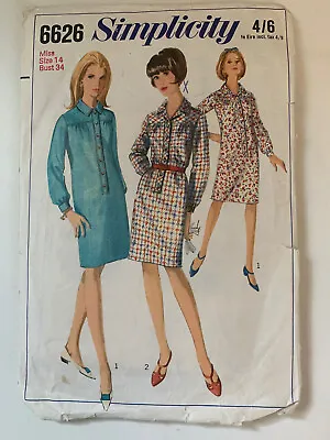 £1.99 • Buy  Vintage Simplicity 6626 Sewing Pattern Step In Dress Sixties 1960s Pattern 