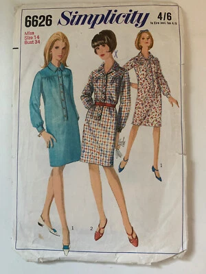 £1.99 • Buy  Vintage Simplicity 6626 Sewing Pattern Step In Dress Sixties 1960s Pattern 