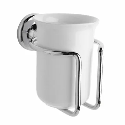 £27.99 • Buy White Ceramic Traditional Bathroom Wall Mounted Tumbler And Chrome Holder