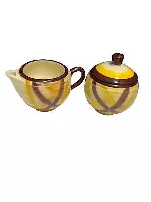 Vernonware  Creamer And  Sugar Bowl With Lid Plaid Organdie Vernon Kilns VINTAGE • $11.99