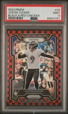 2022 Panini Prizm Justin Tucker Red Black Checkerboard RARE SSP CASE HIT PSA 9 • $1.25