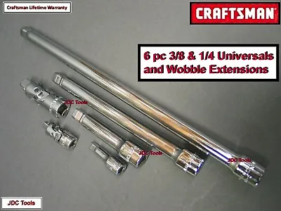 CRAFTSMAN 6pc 1/4 3/8 Ratchet Wrench WOBBLE Socket Extension Universal Flex Set  • $23.95