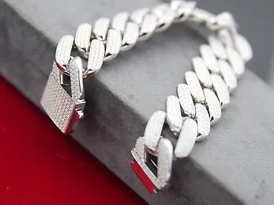 925 Sterling Silver Real Miami Cuban Link Bracelet For Men's Real Moissanite • $396.95