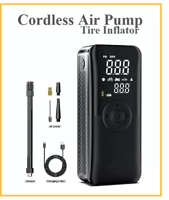 Rechargeable Cordless Tire Inflator: Portable Air Pump For Car Bike & Balls • $33.18