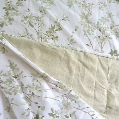 LAURA ASHLEY King Duvet Sage Green Floral Striped Cotton 106 X 94 • $129.95