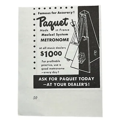 Paquet Metronome Vintage Print Ad 1952 Maelzel System France • $14.97