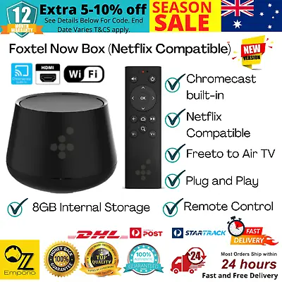 $54.97 • Buy FOXTEL NOW BOX Built-in Chromecast Free-To-Air TV Tuner Android Apps USB HDMI Bk