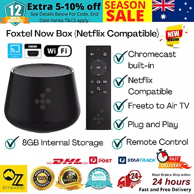 $41.22 • Buy FOXTEL NOW BOX Built-in Chromecast Free-To-Air TV Tuner Android Apps USB HDMI Bk