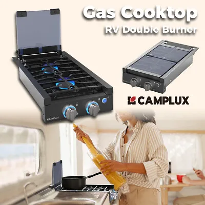 Camplux 12 Inch RV Gas Cooktop 2 Burner Slide-in Stove 13000BTU Outdoor Cooking • $179.99