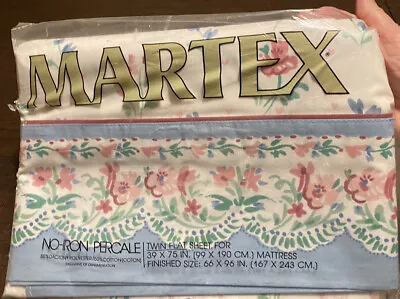 Vintage Martex Garden Provincial White Blue Pink Floral Twin Flat In Package-O18 • $9.99