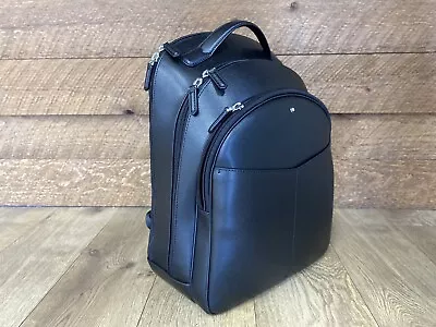 Montblanc Medium Sartorial Black Leather Backpack New 100% Authentic Msrp $1600 • $850